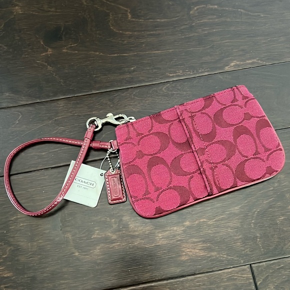 Coach Handbags - Coach monogram logo maroon wristlet